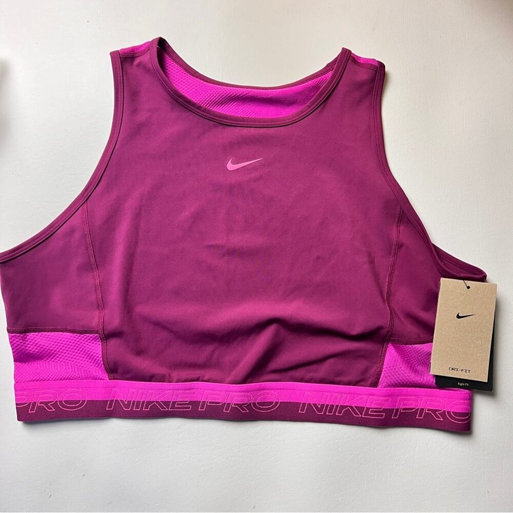 Nike Women's Pro Dri-FIT Femme Rosewood Cropped Tank Top Sz XL